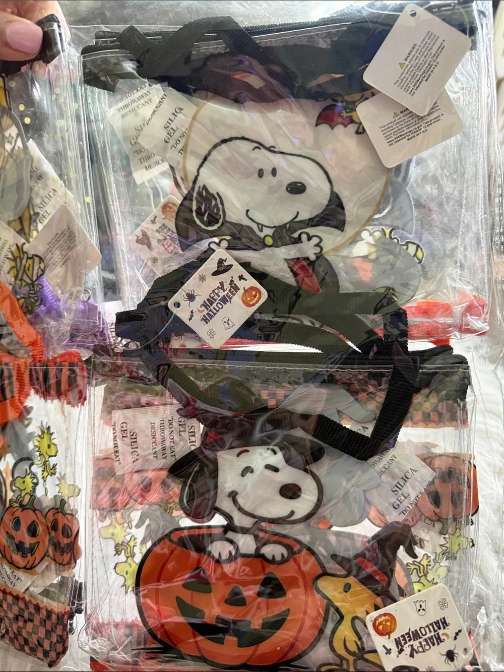 Set of 12 Snoopy Clear Halloween Tote Bags